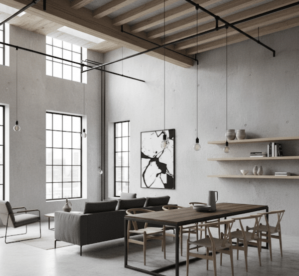 rumah Skandinavia industrial