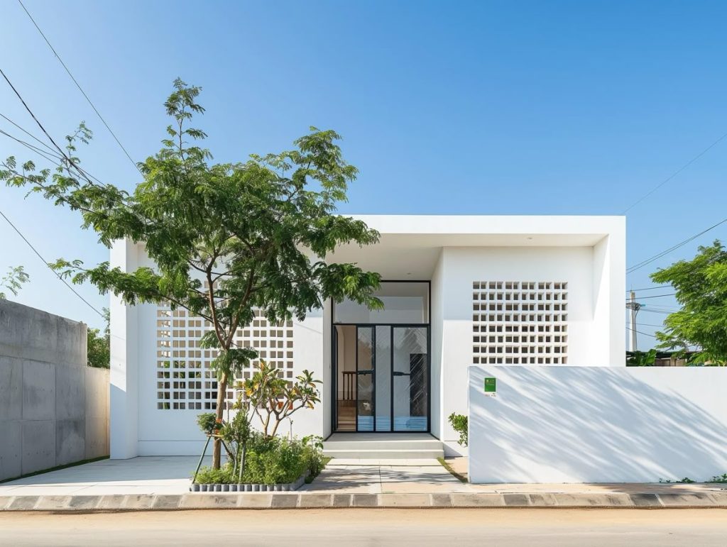 fasad minimalis dinding roster