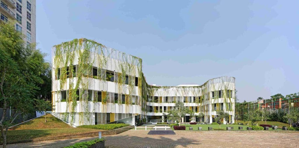 desain fasad kantor 2 lantai