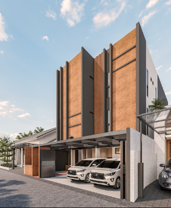 Area parkir basement kost dengan pencahayaan terarah