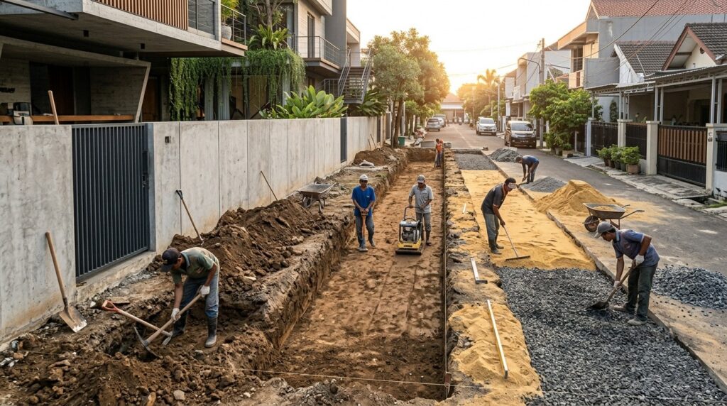 Tahapan penggalian dan pengerjaan pondasi rumah