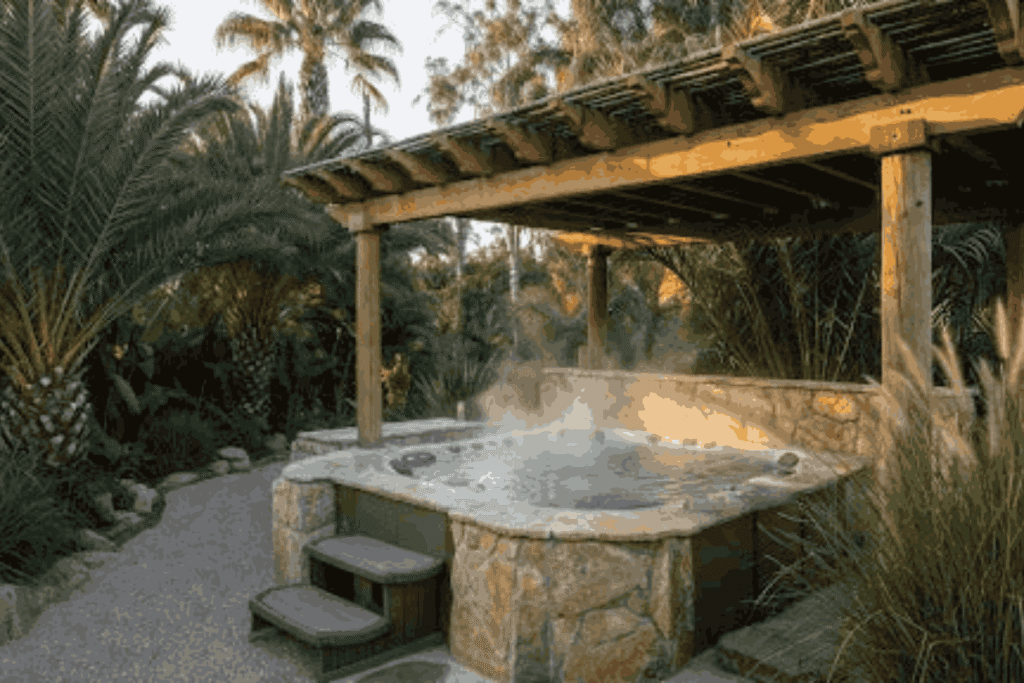 Jacuzzi outdoor dengan nuansa alam